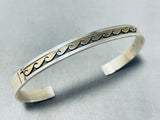 Mesmerizing Vintage Native American Navajo Sterling Silver 14k Gold Rolling Waves Bracelet-Nativo Arts
