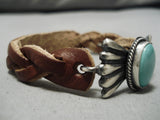 Very Rare Vintage Native American Navajo Sterling Silver Concho Leather Bracelet-Nativo Arts