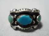 Incredible Vintage Native American Navajo Cerrillos Turquoise Sterling Silver Ring-Nativo Arts