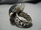 One Of The Best Vintage Native American Navajo Lander Blue Turquoise Sterling Silver Ring-Nativo Arts