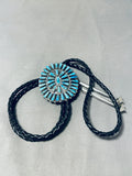 Tommy Lowe Native American Navajo Turquoise Sterling Silver Bolo Tie-Nativo Arts