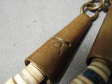 Native American Authentic Vintage Santo Domingo Tony Aguilar Sr Turquoise Brass Necklace-Nativo Arts