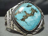 Important Vintage Native American Navajo Blue Diamond Turquoise Sterling Silver Bracelet Old-Nativo Arts