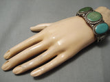 Opulent Vintage Native American Navajo Cerrillos Turquoise Sterling Silver Bracelet Old-Nativo Arts