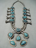 Women's Vintage Native American Navajo Turquoise Sterling Silver Squash Blossom Necklace-Nativo Arts