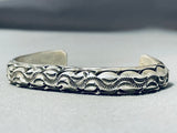Swirling Sun Works Vintage Native American Navajo Sterling Silver Bracelet-Nativo Arts