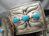 Huge Heavy Vintage Native American Navajo Turquoise Sterling Silver Concho Belt Old-Nativo Arts