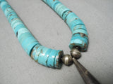 Superior Vintage Santo Domingo Native American Navajo Turquoise Heishi Sterling Silver Necklace-Nativo Arts