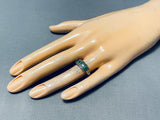 Very Early Vintage Native American Zuni 5 Cerrillos Turquoise Sterling Silver Ring-Nativo Arts