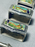 One Of The Best Ever Vintage Native American Navajo Turquoise Sterling Silver Buckle Set-Nativo Arts