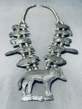 Animal Love Vintage Native American Navajo Sterling Silver Squash Blossom Necklace-Nativo Arts