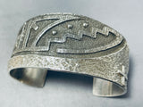 Intriguing Native American Navajo Sterling Silver Geometric Rug Bracelet-Nativo Arts