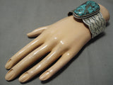 Important Vintage Native American Navajo Blue Thunder Turquoise Sterling Silver Bracelet-Nativo Arts