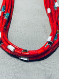 Authentic Singer Coral Native American Navajo Sterling Silver Turquoise Necklace-Nativo Arts