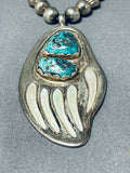 Powerful Vintage Native American Navajo Pearl Sterling Silver Turquoise Necklace-Nativo Arts