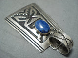 Huge Authentic Vintage Native American Navajo Thomas Singer Sterling Silver Lapis Pendant-Nativo Arts