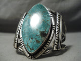 Towering Massive Vintage Native American Navajo Spiderweb Turquoise Sterling Silver Bracelet Old-Nativo Arts