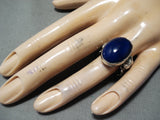 Beautiful Navajo Native American Huge Lapis Sterling Silver Ring-Nativo Arts