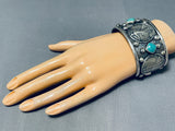 122 Gram Big Coin Native American Turquoise Sterling Silver Bracelet-Nativo Arts