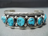 Striking Vintage Native American Navajo Old Kingman Turquoise Sterling Silver Bracelet-Nativo Arts