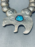 One Of The Best Vintage Native American Navajo Turquoise Sterling Silver Necklace-Nativo Arts