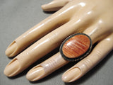 Ultra Impressive Vintage Native American Navajo Spiny Oyster Sterling Silver Ring Old-Nativo Arts