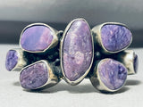 Native American Chunky Charoite Flower Cluster Vintage Southwest Sterling Silver Bracelet-Nativo Arts