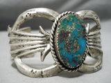Huge Vintage Native American Navajo Pilot Mountain Turquoise Sterling Silver Bracelet-Nativo Arts