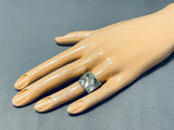 One Of The Most Unique Vintage Native American Navajo Abalone Sterling Silver Inlay Channel Ring-Nativo Arts