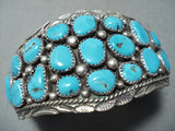 Intense Vintage Native American Navajo Blue Gem Turquoise Sterling Silver Bracelet-Nativo Arts