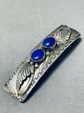 Marvelous Native American Navajo Lapis Sterling Silver Hair Barrettes-Nativo Arts