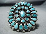 One Of Best Ever Vintage Native American Navajo Turquoise Cluster Sterling Silver Ring-Nativo Arts