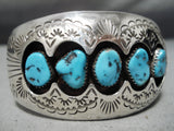 Advanced Silver Work Vintage Native American Navajo Turquoise Sterling Bracelet Cuff-Nativo Arts