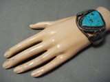 Dynamite Vintage Native American Navajo Old Morenci Turquoise Sterling Silver Bracelet-Nativo Arts