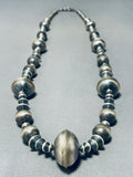 Native American One Of The Best Ever Navajo Hand Hammered Sterling Silver Bead Necklace-Nativo Arts