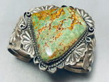 Outside Hallmark Unique Vintage Native American Navajo Green Turquoise Sterling Silver Bracelet-Nativo Arts