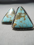 Fabulous Vintage Native American Navajo #8 Turquoise Mine Sterling Silver Earrings Old-Nativo Arts