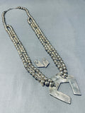 Important Vintage Native American Zuni Turquoise Inlay Sterling Silver Squash Blossom Necklace-Nativo Arts