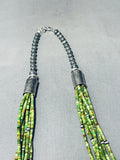 Drop Dead Gorgeous Native American Navajo Green Turquoise Sterling Silver Drum Necklace-Nativo Arts
