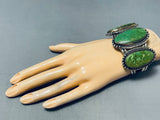 Important Doug Harrison Vintage Native American Navajo Green Turquoise Sterling Silver Bracelet-Nativo Arts