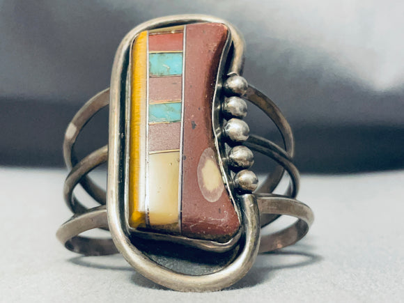 Most Unique Vintage Native American Navajo Sandstone Turquoise Sterling Silver Bracelet-Nativo Arts