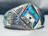 Native American One Of The Most Intricate Vintage Navajo Opal Sterling Silver Kachina Bracelet-Nativo Arts