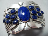 One Of The Best Vintage Native American Navajo Midnight Lapis Sterling Silver Bracelet-Nativo Arts