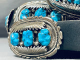 Native American Important Rob Leekya (d.) Vintage Zuni Turquoise Sterling Silver Concho Belt-Nativo Arts
