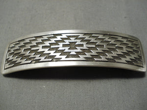 Important Vintage Native American Navajo Dan Jackson Sterling Silver Pattern Hair Barrette Clip-Nativo Arts