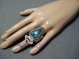 Best Terr Martinez Vintage Native American Navajo Old Kingman Turquoise Sterling Silver Ring-Nativo Arts
