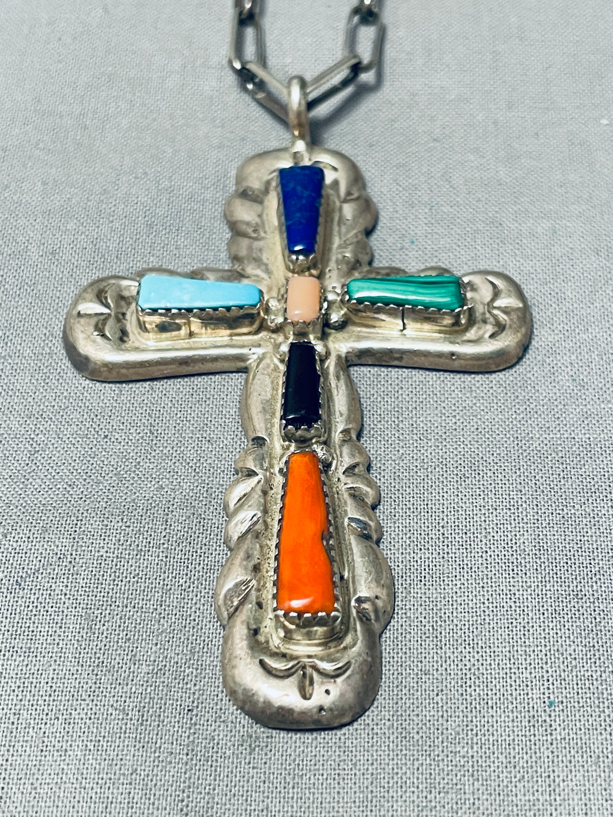 Vintage Sterling silver native 2024 American style large cross necklace