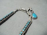 One Of The Best Native American Navajo Turquoise Sterling Silver Squash Blossom Necklace-Nativo Arts