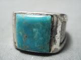 Incredible Men's Vintage Native American Navajo Squared Turquoise Sterling Silver Ring-Nativo Arts