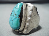 Native American Colossal Vintage Navajo Spiderweb Turquoise Sterling Silver Ring Old-Nativo Arts